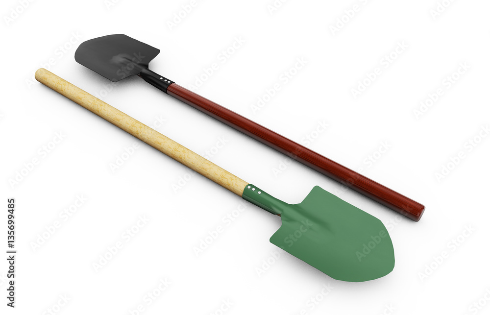 realistic 3d render of shovel realistic 3d render of shovel