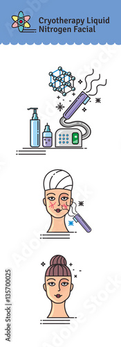 Vector Illustrated set with cosmetology Cryotherapy treatment