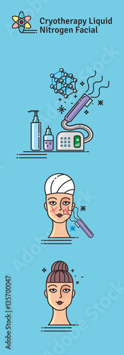 Vector Illustrated set with cosmetology Cryotherapy treatment