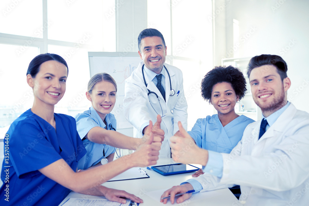 group of doctors showing thumbs up at hospital group of doctors showing thumbs up at hospital