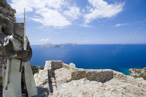Medieval knight in ruined c...
