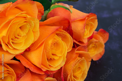 Bouquet of roses on a dark background