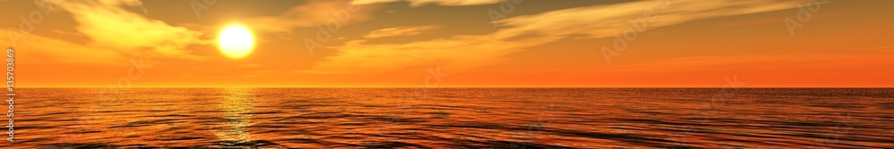 Panorama of sea sunset light over the ocean
 - obrazy, fototapety, plakaty 