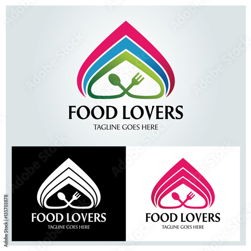 food lovers logo design template, Heart logo design concept, Vector illustration