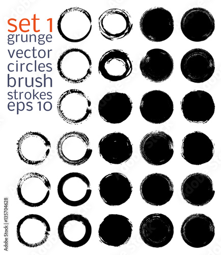 vector brush strokes circles of paint on white background