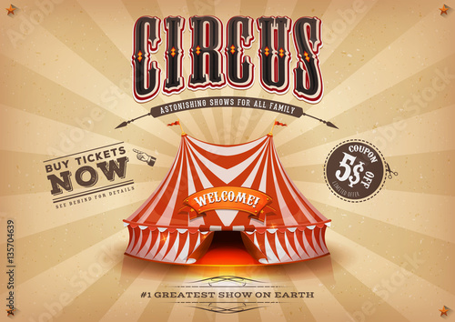 Vintage Old Horizontal Circus Poster
