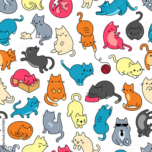 Cat Color Seamless Pattern And Background