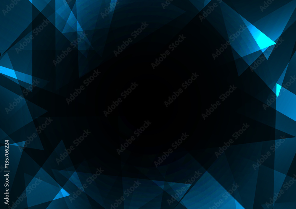 turquoise crystal abstract background, diamond business template, facet technology background, vector illustration, fractal frame abstract dark background - obrazy, fototapety, plakaty 