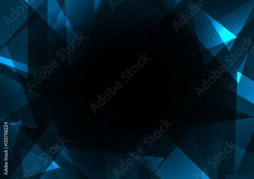 turquoise crystal abstract background, diamond business template, facet technology background, vector illustration, fractal frame abstract dark background