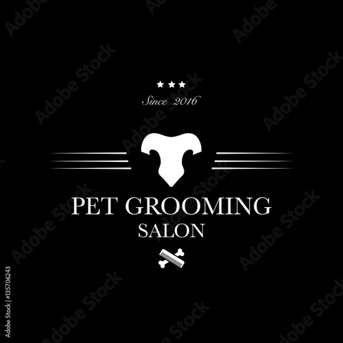 Logo for pet hair salon, pet styling and grooming shop, store for dog and cats. Vector illustration