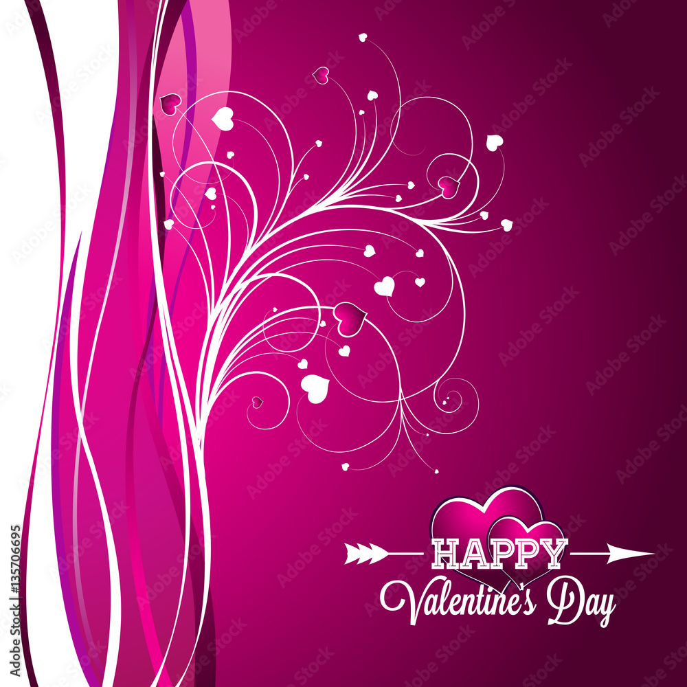 Vector Valentines Day illustration with typography design on violet background.