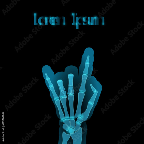 X-ray Vector illustration Biker hand gesture on an x-ray with description Realistic style