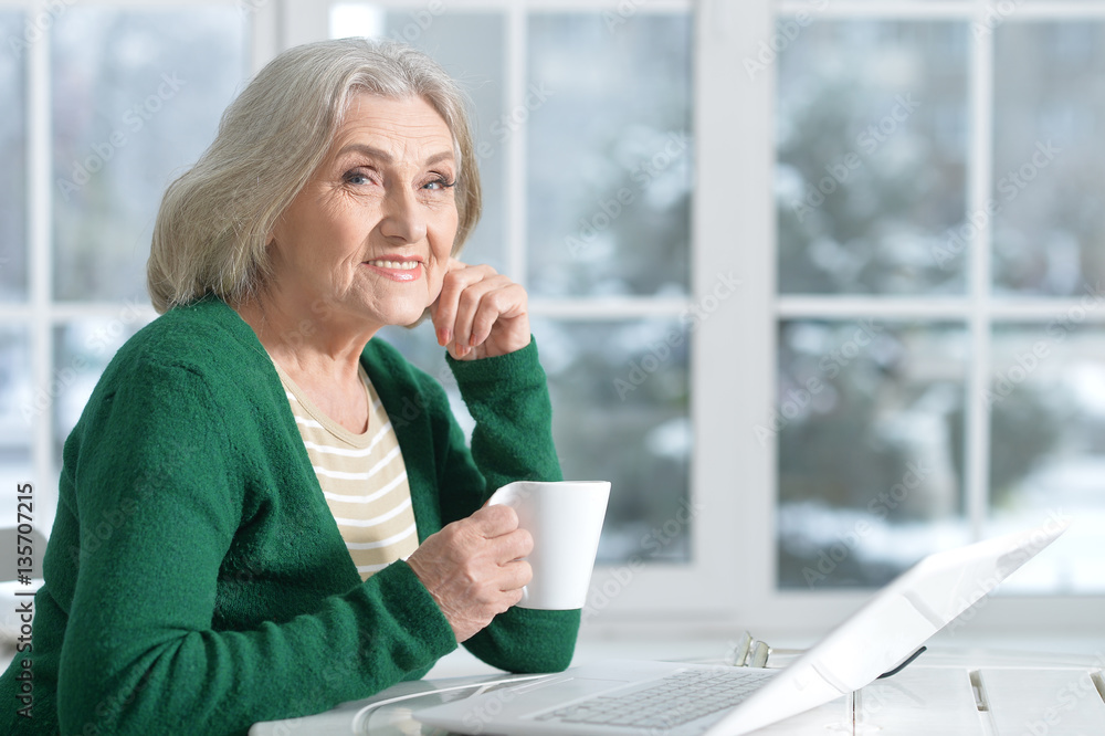 Mature woman in cafe Mature woman in cafe