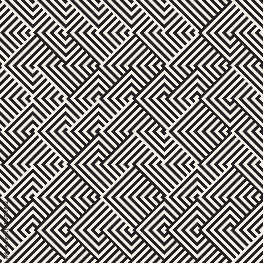 Maze Tangled Lines Contemporary Graphic. Vector Seamless Black and White Pattern. Maze Tangled Lines Contemporary Graphic. Vector Seamless Black and White Pattern.