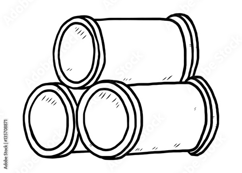 three cement pipe / cartoon vector and illustration, black and white, hand drawn, sketch style, isolated on white background.