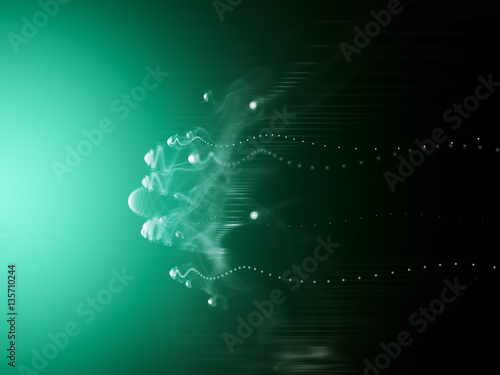 Computer graphics abstract background. Magical composition of colored smoke traces over black