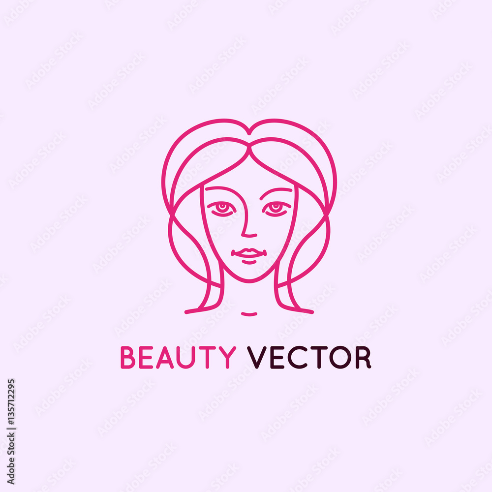 Vector logo design template in trendy linear style