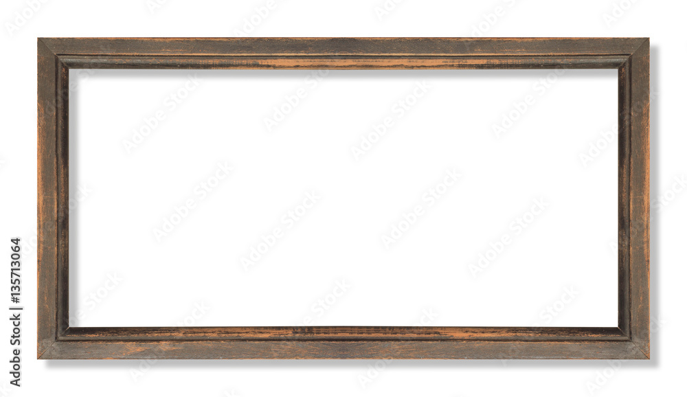 wide wooden frame isolated on white