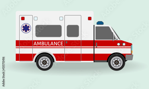 Ambulance car. Emergency medical service vehicle. Hospital transport.
