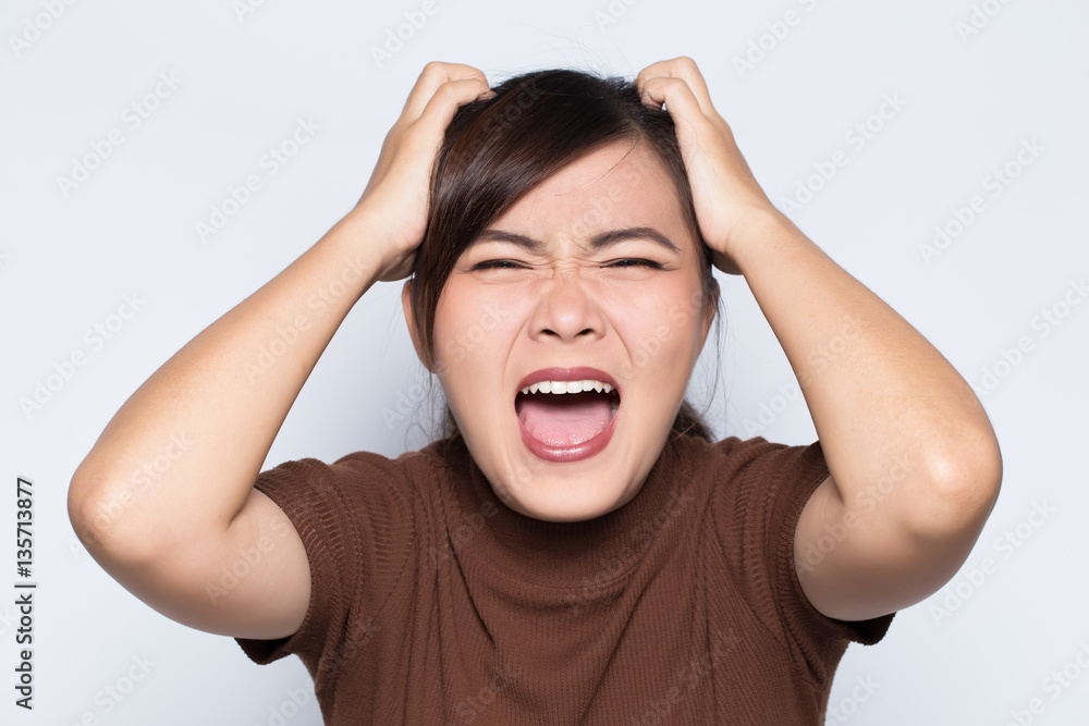 Angry woman on isolated background Angry woman on isolated background