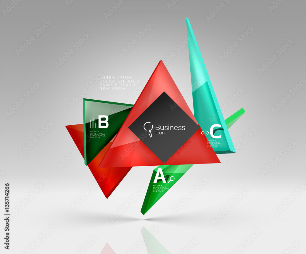 Vector glass triangles composition on grey 3d background Vector glass triangles composition on grey 3d background