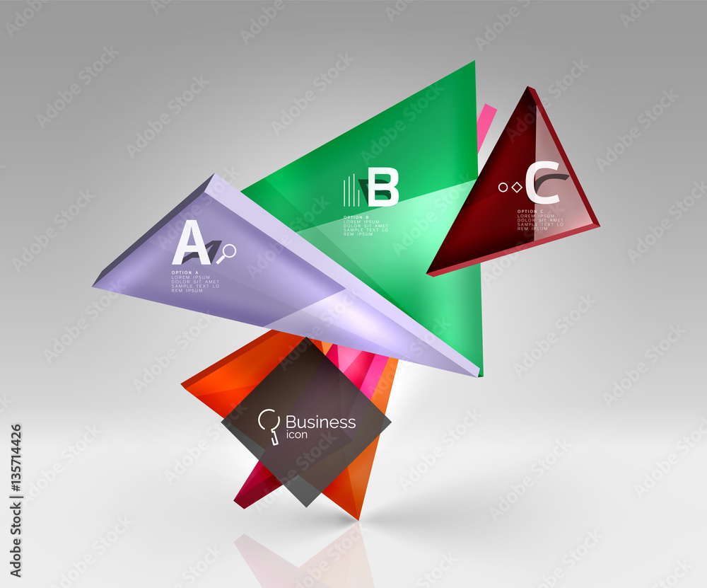 Glossy glass translucent triangles on 3d empty space Glossy glass translucent triangles on 3d empty space