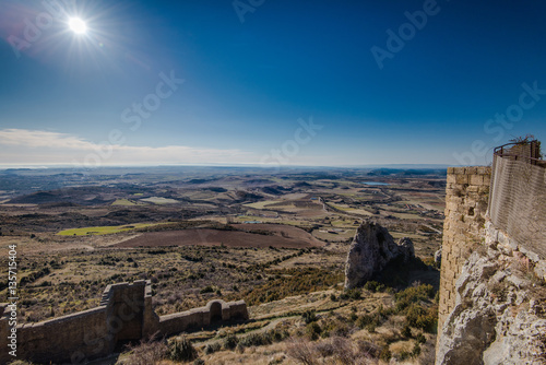 view from Ancient medieval Loarre knight's Castle in Spain