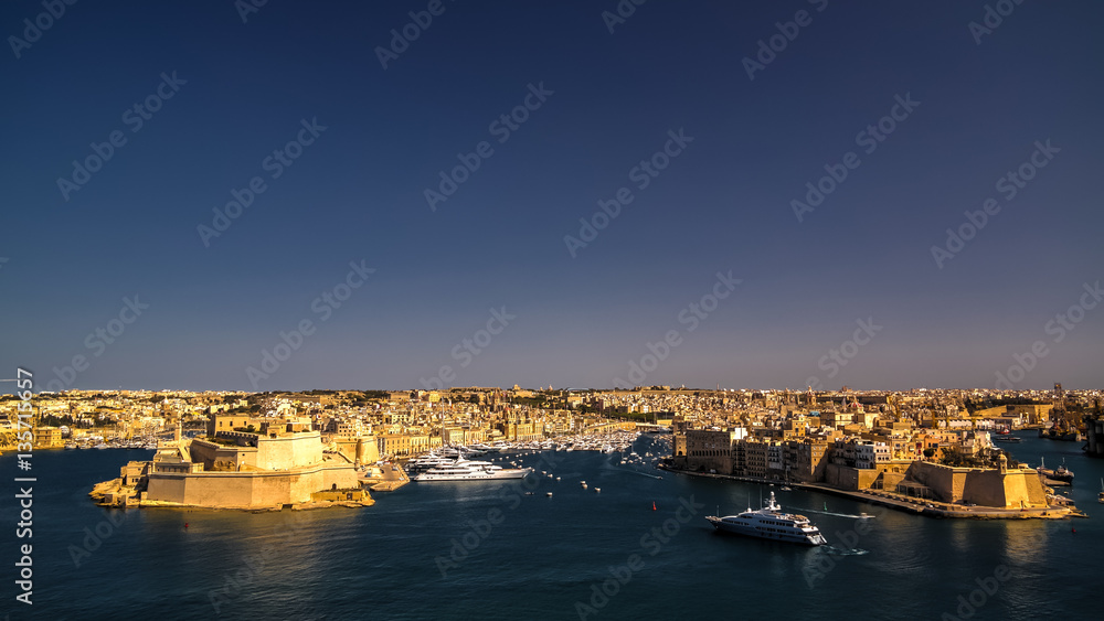 Panorama view to Birgu and Senglea Vittoriosa district, Valetta, Malta