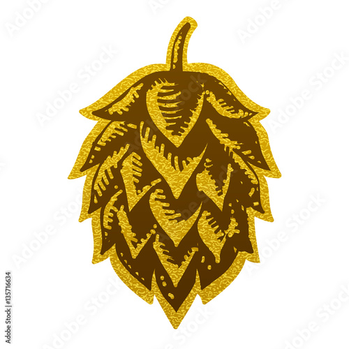 Hop gold brewery beer icon flat web sign symbol logo label