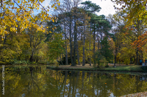 Schlosspark. Herbst. Schloss. Burg. Herbs im Wald.