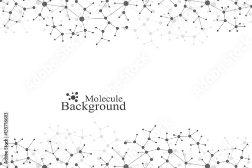 Modern Structure Molecule DNA. Atom. Molecule and communication background for medicine, science, technology, chemistry. Medical scientific backdrop. Lines plexus. Card surface, vector illustration.