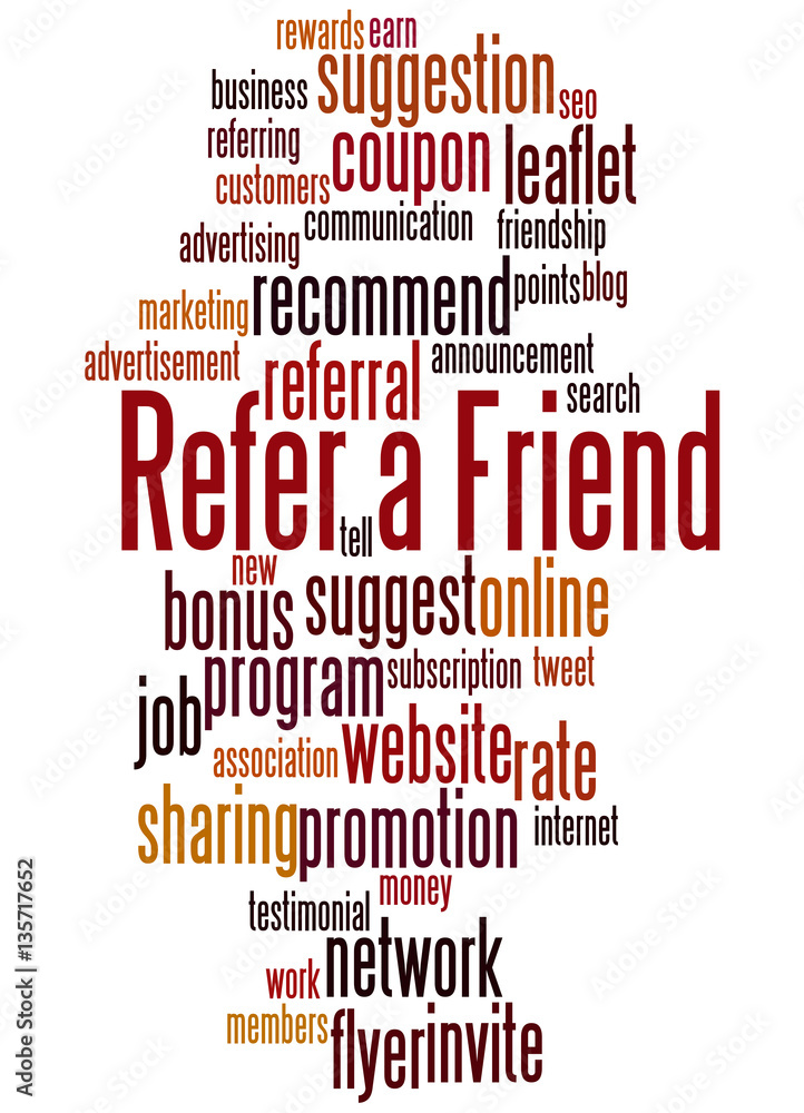 Obraz premium Refer a Friend, word cloud concept