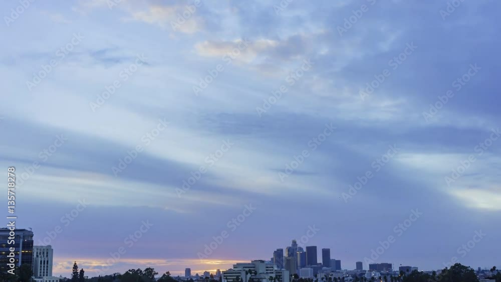 Sunset view of Los Angeles skyline with beautiful clouds Sunset view of Los Angeles skyline with beautiful clouds
