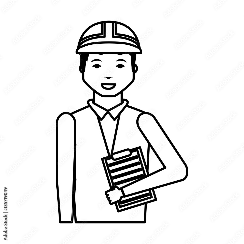 Construction professional avatar character vector illustration design
