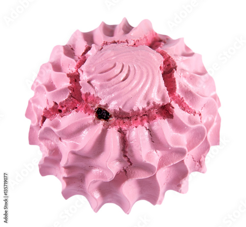 Pink meringue isolated on a white background