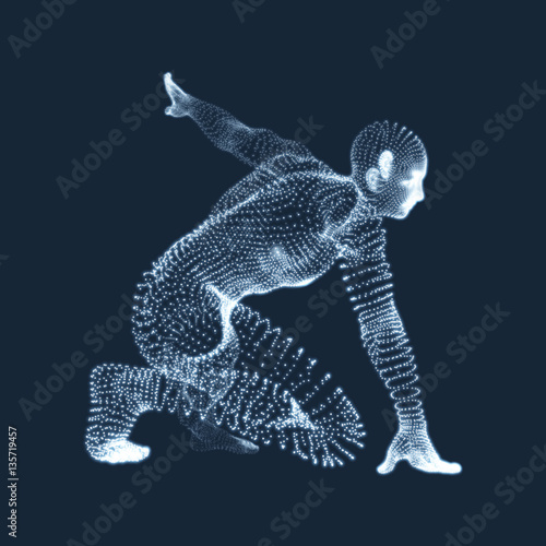 Athlete at Starting Position Ready to Start a Race. 