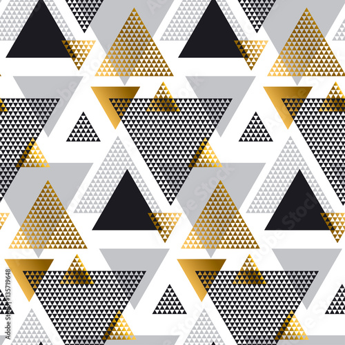 Gold and black color creative repeatable motif with triangles fo