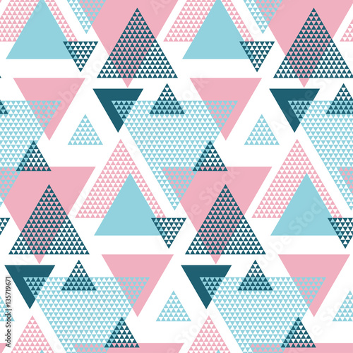 Pink and blue elegant creative repeatable motif with triangles f