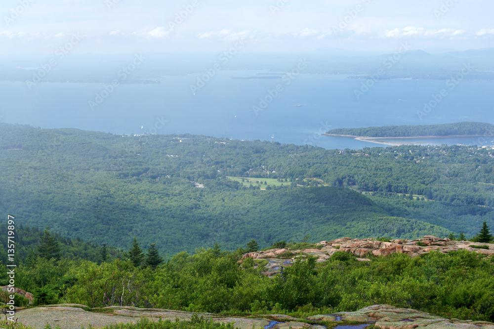 Naklejka premium Acadia National Park is home to breathtaking natural landscapes that teem with diverse variety of fauna and flora, as well as Cadillac Mountain - tallest mountain on U.S. Atlantic coast 