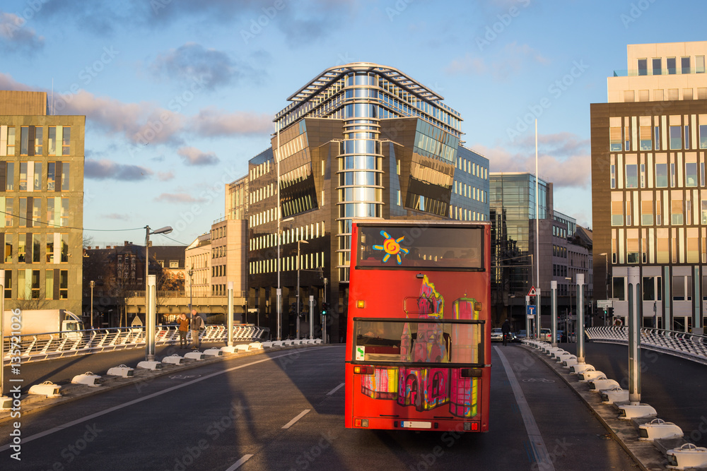 Sightseeing bus on the road in Berlin, Germany