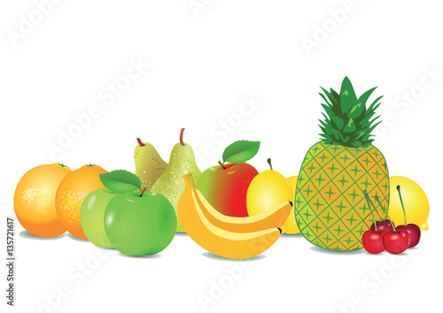 Diverse Früchte in einer Reihe