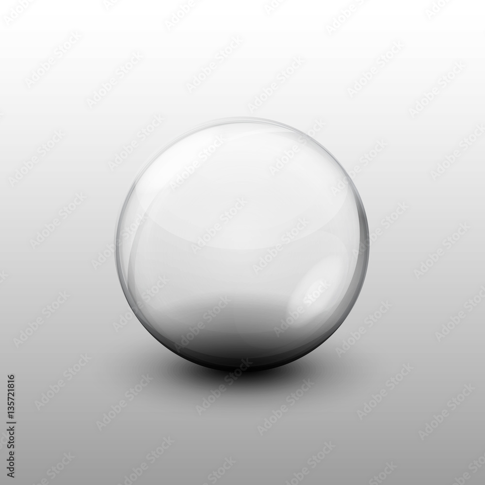 Glass transparent ball, vector illustration on a clean backgroun Glass transparent ball, vector illustration on a clean backgroun