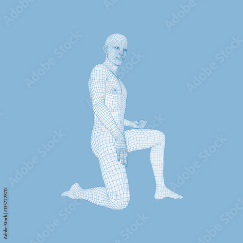 3D Model of Man. Polygonal Design. Vector Illustration. 