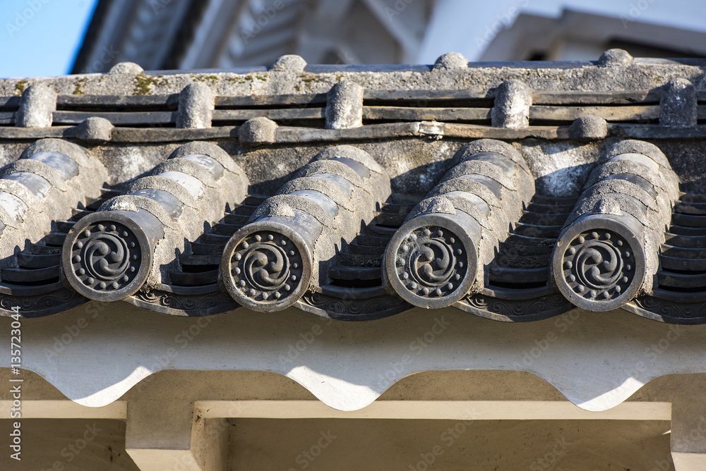 Traditional old Japanese roof, detail