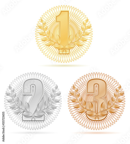 laureate wreath winner sport gold silver bronze stock vector ill