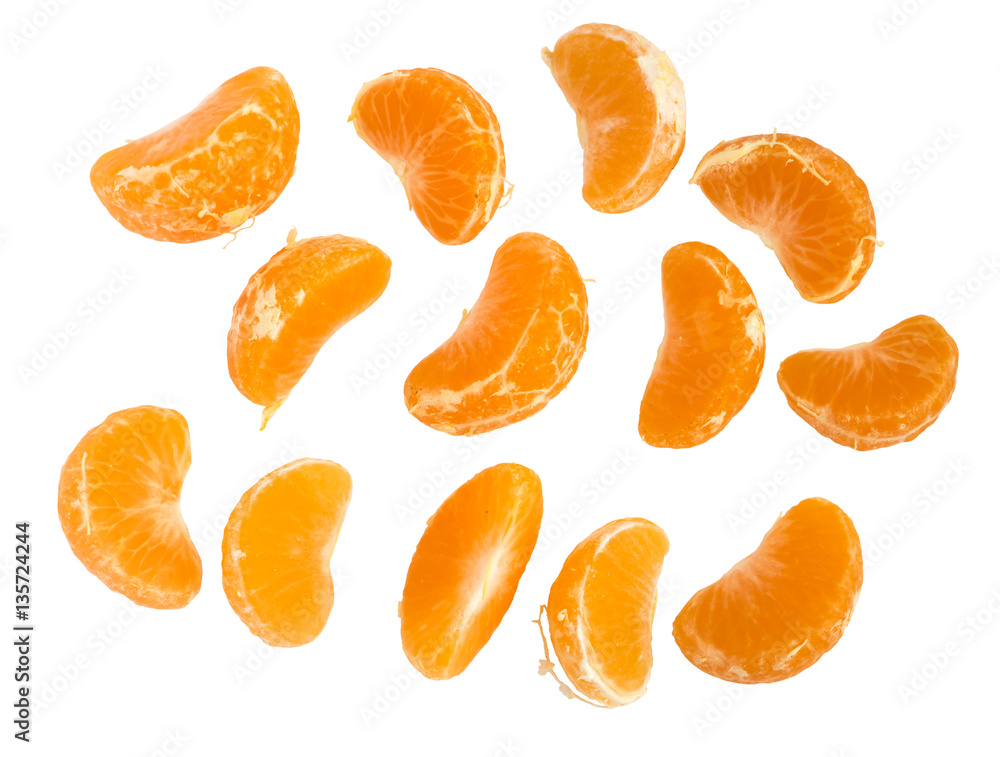 Ripe Juicy Tangerine Slices Isolated Ripe Juicy Tangerine Slices Isolated