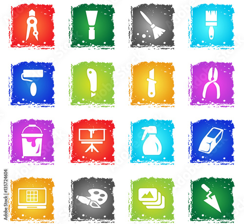 art tools icon set