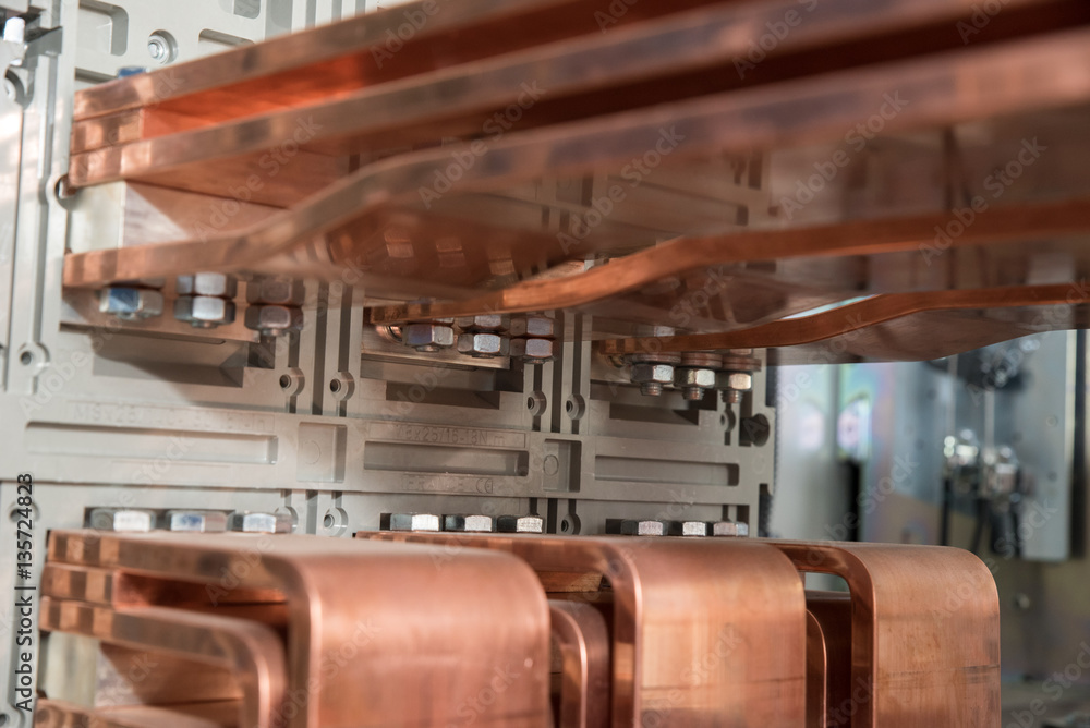 Naklejka premium High power electrical board with copper bars