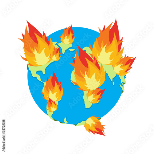 Earth on fire. Planet is burning. Disaster. doomsday