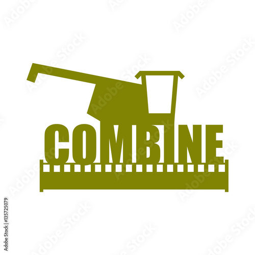 combine harvester logo. Sign Farm. Machine for harvesting grain